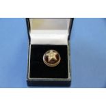 An impressive Victorian unmarked cabochon garnet mourning ring,