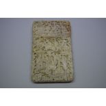 A Chinese carved Canton ivory card case and cover, late 19th century,