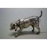 A Chinese silver novelty dog scent flask and cover, import marks for Sheffield 1911,