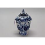 A Chinese blue and white pedestal cup and cover, probably 18th century,