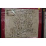 Robert Morden, 'Hampshire'; 'Cumberland'; 'Huntingtonshire', three antique hand-coloured maps,