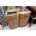 A pair of Art Deco burr walnut bedside cabinets, 39cm wide.