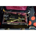 A 19th century brass and lacquered monocular microscope, by Baker, London,