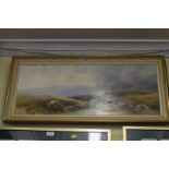 G Shaw, Dartmoor landscape, signed, oil on canvas, 32 x 80cm.