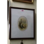 English School, late Victorian, 'A Good Catch', monogrammed 'MF', watercolour, 13 x 10cm oval.