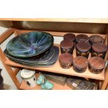 Cornish Studio Pottery: nine Bernard Moss, Pentewan storage jars; together with four Eric Leaper,