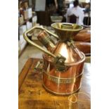 Two copper and brass 'Weights & Measures' fuel cans, 20 litre and 5 litre,