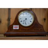 Two early 20th century mahogany and inlaid mantel timepieces,
