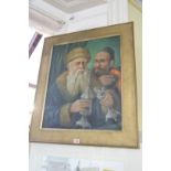 * Kubaj, two Jewish figures, indistinctly signed and dated '91, oil on canvas, 58.5 by 48.5cm.