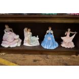 Four Coalport figures, comprising: 'Secret Garden'; 'Rapunzel'; 'Melanie'; and 'Midnight Waltz'.