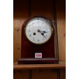 A late 19th/early 20th century mahogany and inlaid dome top mantel clock,