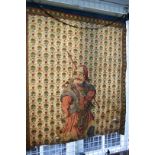 A pair of 19th century European fabric panels of oriental figures,