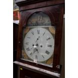 A late George III walnut and line inlaid eight day long case clock,