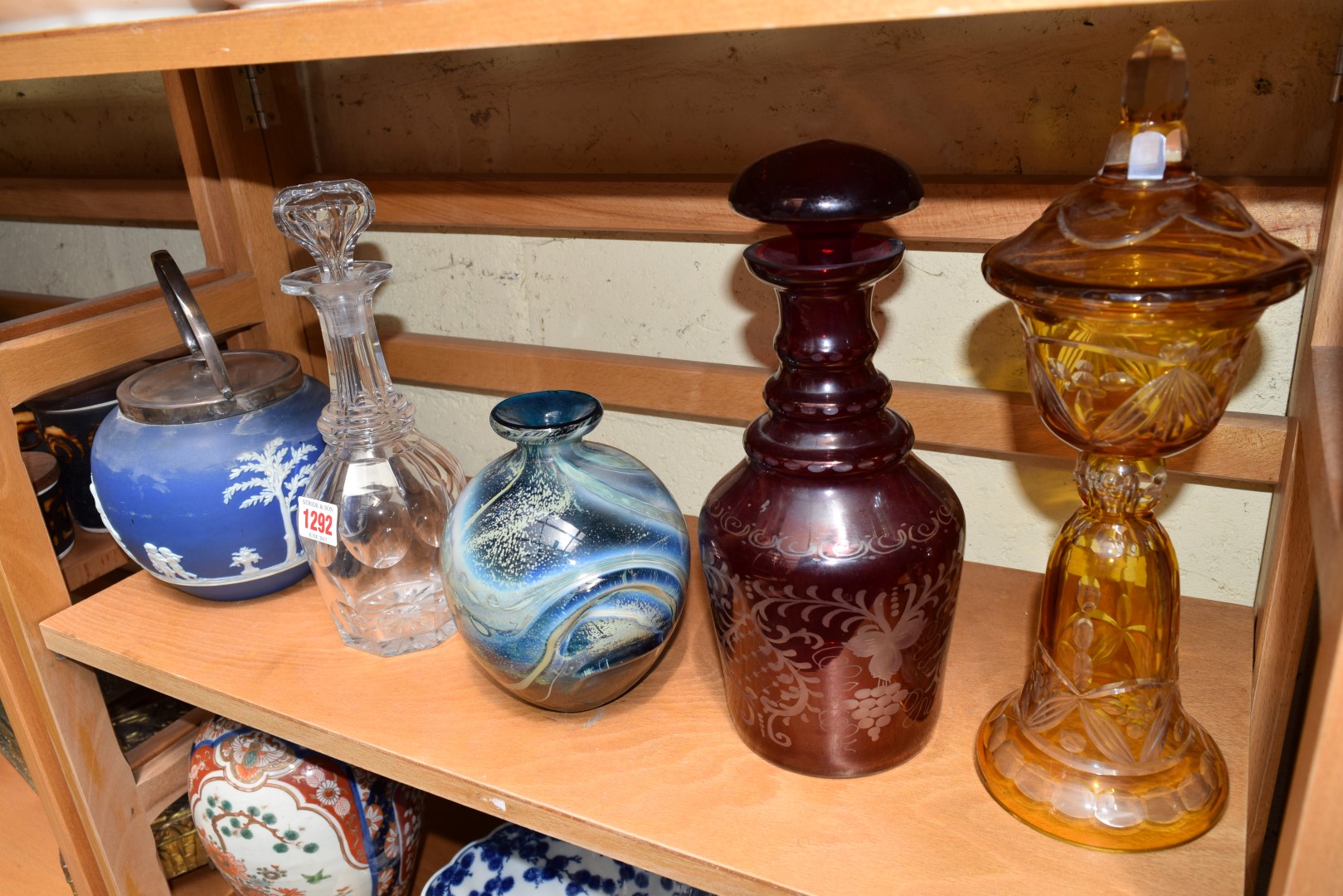 A Mdina glass vase; together with a clear glass decanter and stopper; - Image 2 of 2