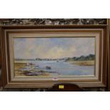 Myrtle Prosser, 'Bosham', signed, oil on board, 25.5 x 53cm.