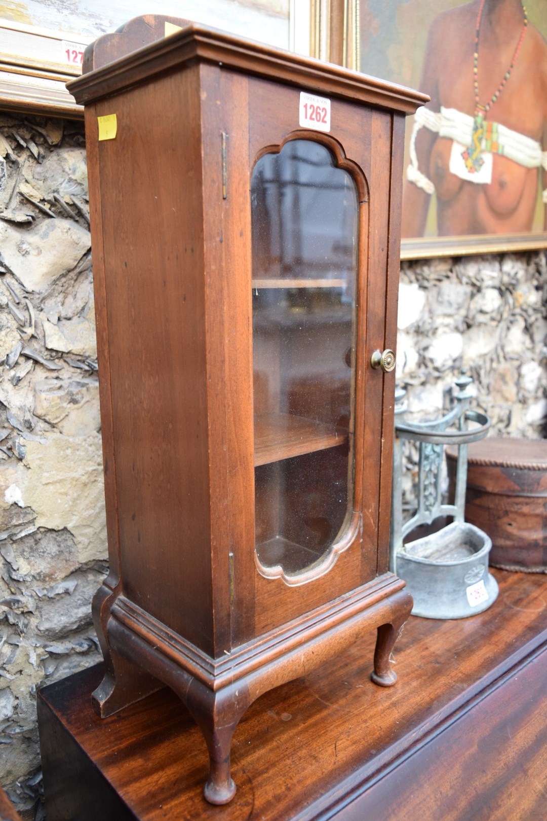 A walnut and glazed miniature cabinet, 58cm high. - Image 2 of 3