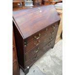 A George III mahogany bureau, 102cm wide. Condition Report: Condition O.K only.