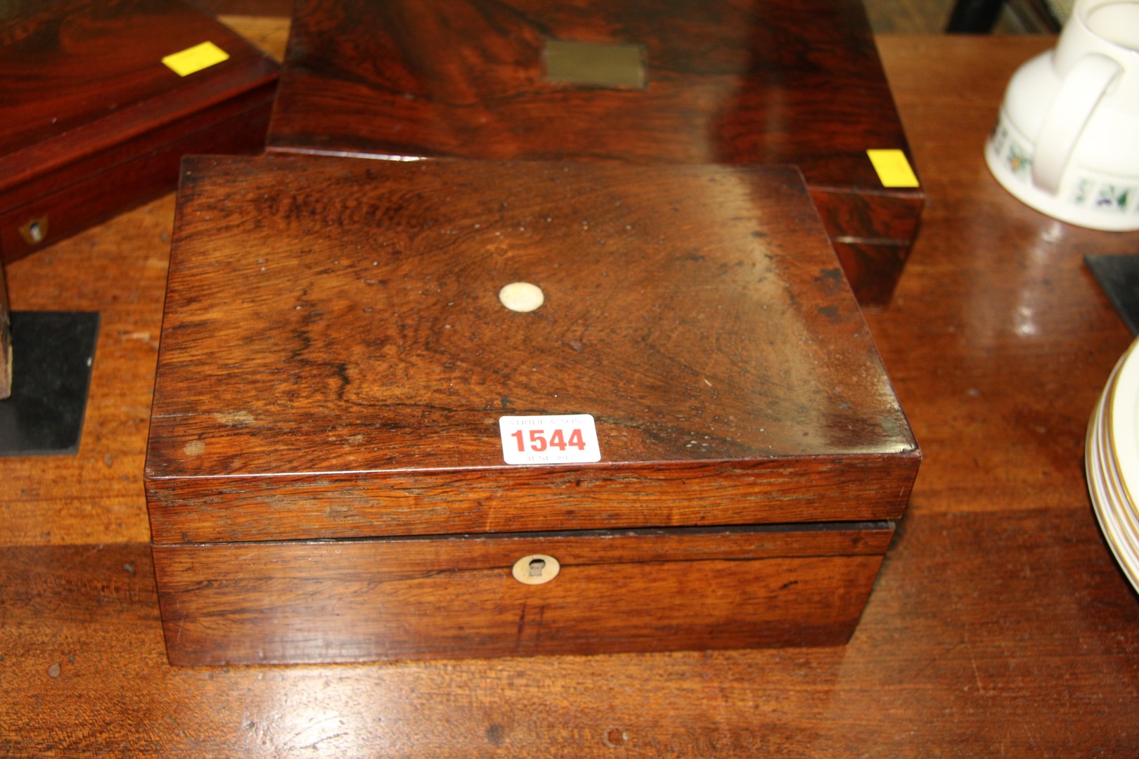 Two 19th century rosewood caskets, largest 29.