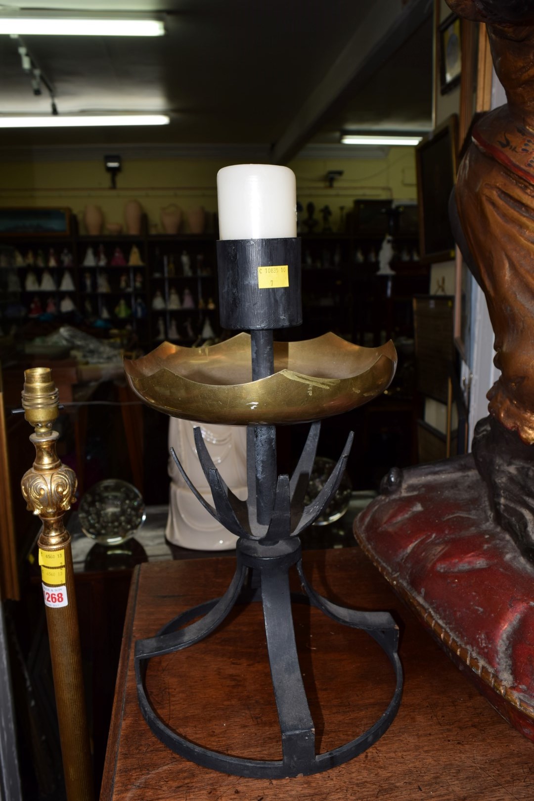 A pair of brass and black painted candlesticks, 41cm high. - Image 5 of 6