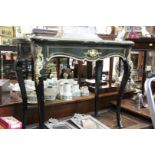 A lae 19th century, Louis XV style, ebonized and brass inlaid card table, with brass mounts, 90.