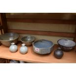 Studio Pottery: seven Jeremy Leach items, largest 18cm diameter, (chipped rim of one small vase).