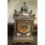 A late 19th century gilt brass and champleve enamel mantel clock, 32cm high.