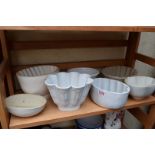 Seven various pottery jelly moulds.