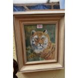 John Stephens, 'Siberian Tiger', signed, oil on card, 23.5 x 18.5cm.