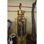 An Eli Griffiths & Sons brass lantern, height including handle 45.5cm, (converted for electricity).