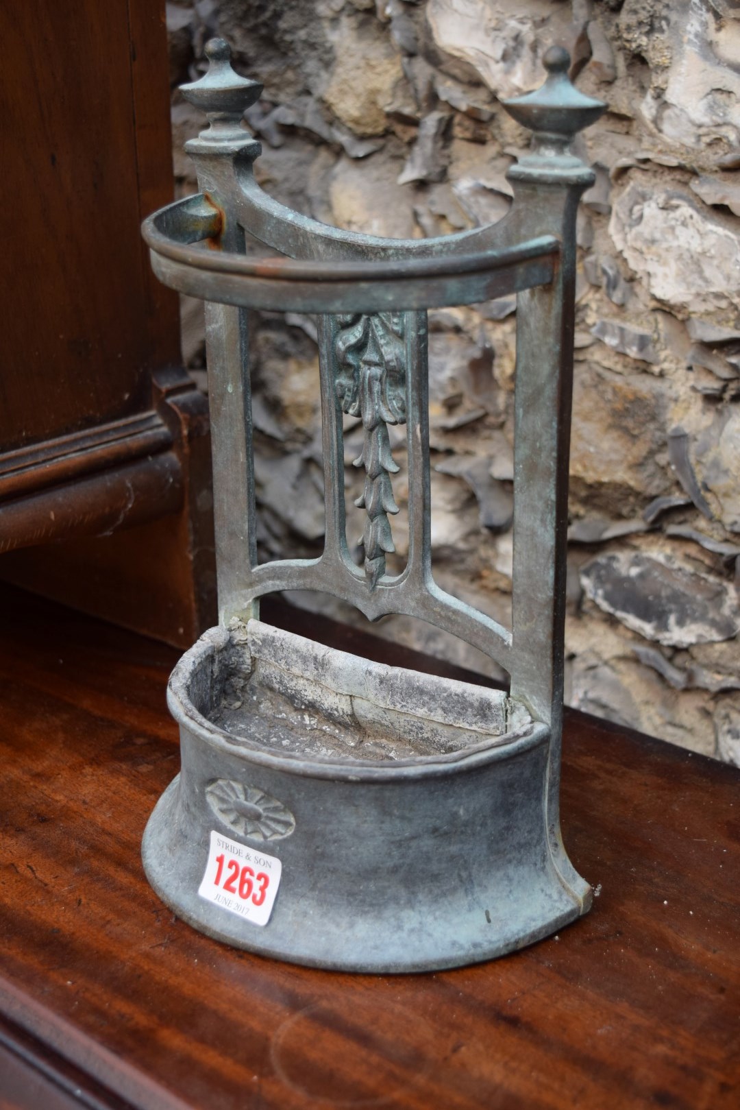 An unusual bronze miniature stick stand, 26.5cm high. - Image 3 of 4