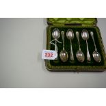 An Edwardian cased set of six silver teaspoons, by John Millward Banks, Chester 1902,