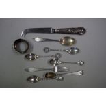 A small quantity of silver teaspoons; and other silver and silver mounted items, 120g weighable.