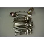 A set of silver Hanoverian pattern cutlery, by Goldsmiths & Silversmiths Co Ltd, London 1915/16,