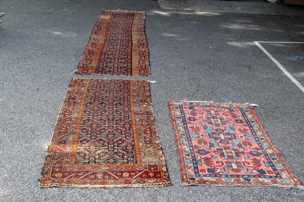 A fragmented North West Persian long runner; together with a small Hamadan mat, largest 369 x 81cm. - Image 4 of 32