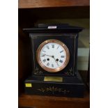 Queen's (Royal West Surrey Regiment): a Victorian slate mantel clock,