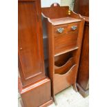 An unusual mahogany side cabinet, with Canterbury base, 36cm wide.