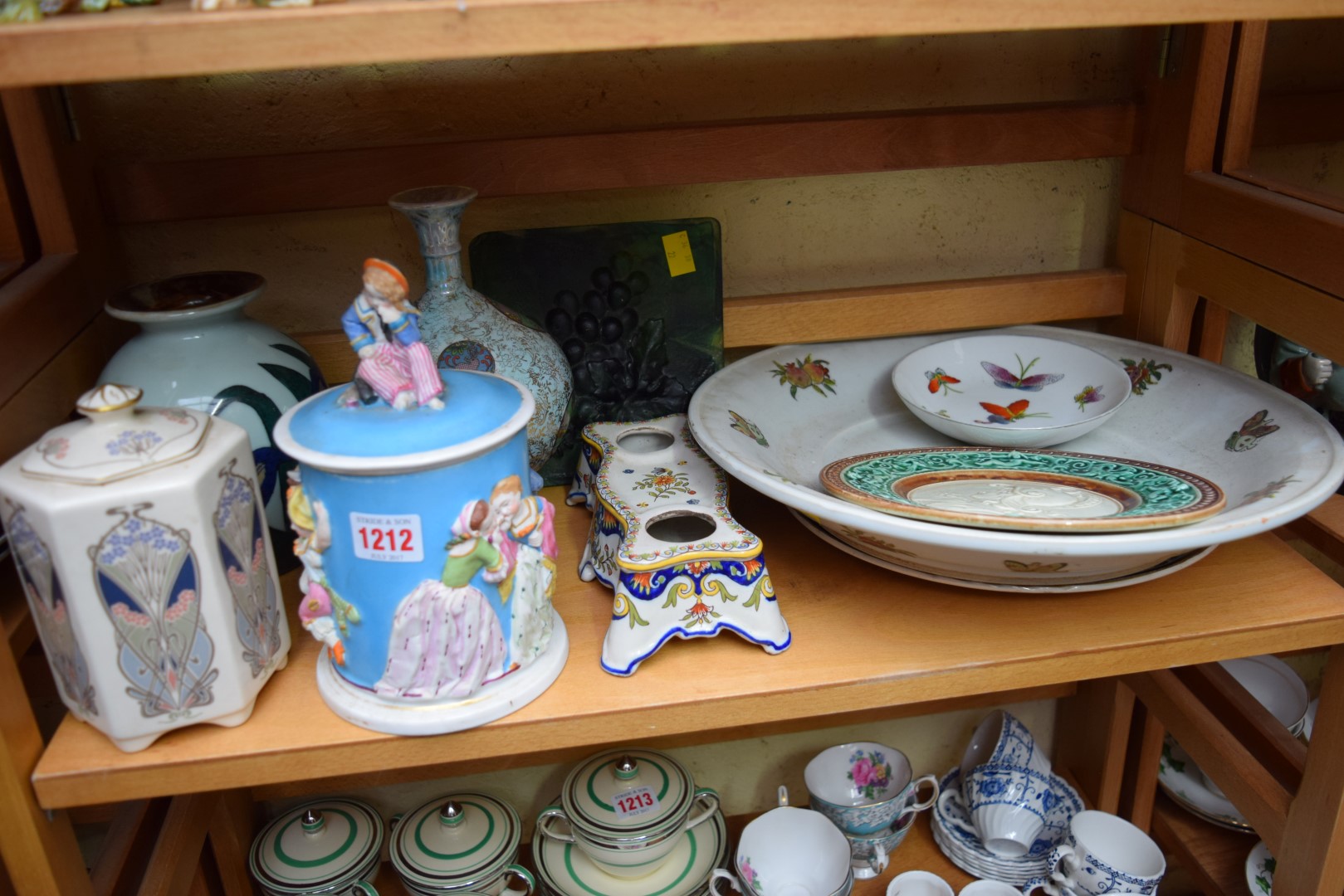 A mixed group of ceramics, to include a continental porcelain jar and cover.