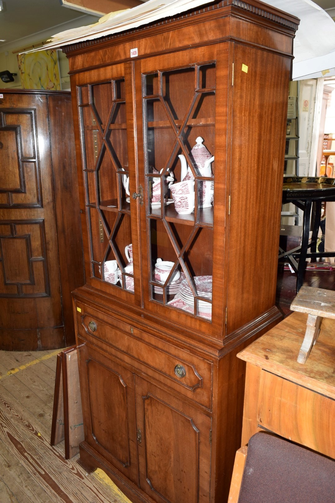 A good reproduction mahogany secretaire bookcase, 76cm wide.