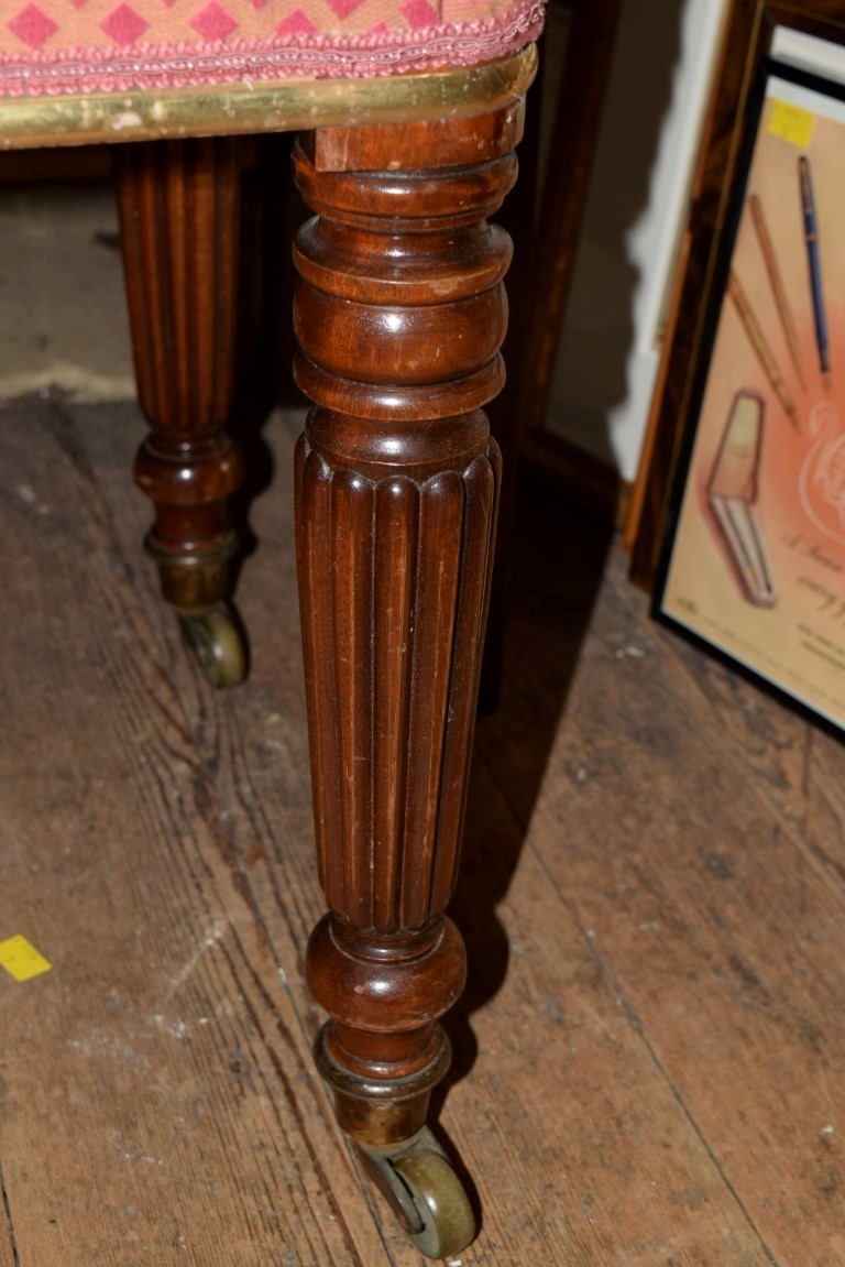 A mahogany and upholstered rectangular stool, stamped Gillows, - Image 8 of 12