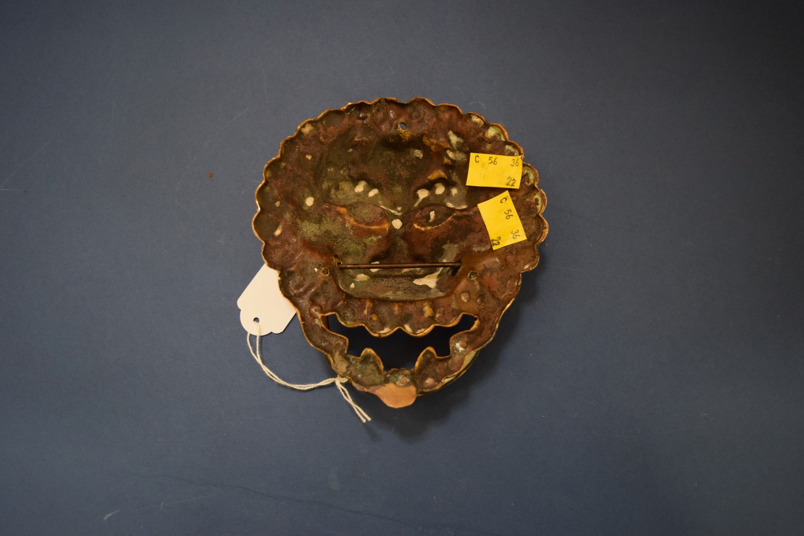 A Chinese gilt bronze lion mask door knocker, 13.5cm wide. - Image 5 of 8