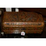 A Chinese brown lacquer rectangular box and cover, with cusped corners,