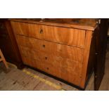 A Biedermeier walnut secretaire chest, 113.5cm wide.