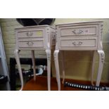 A pair of Louis XVI style painted bedside tables, 37cm wide.