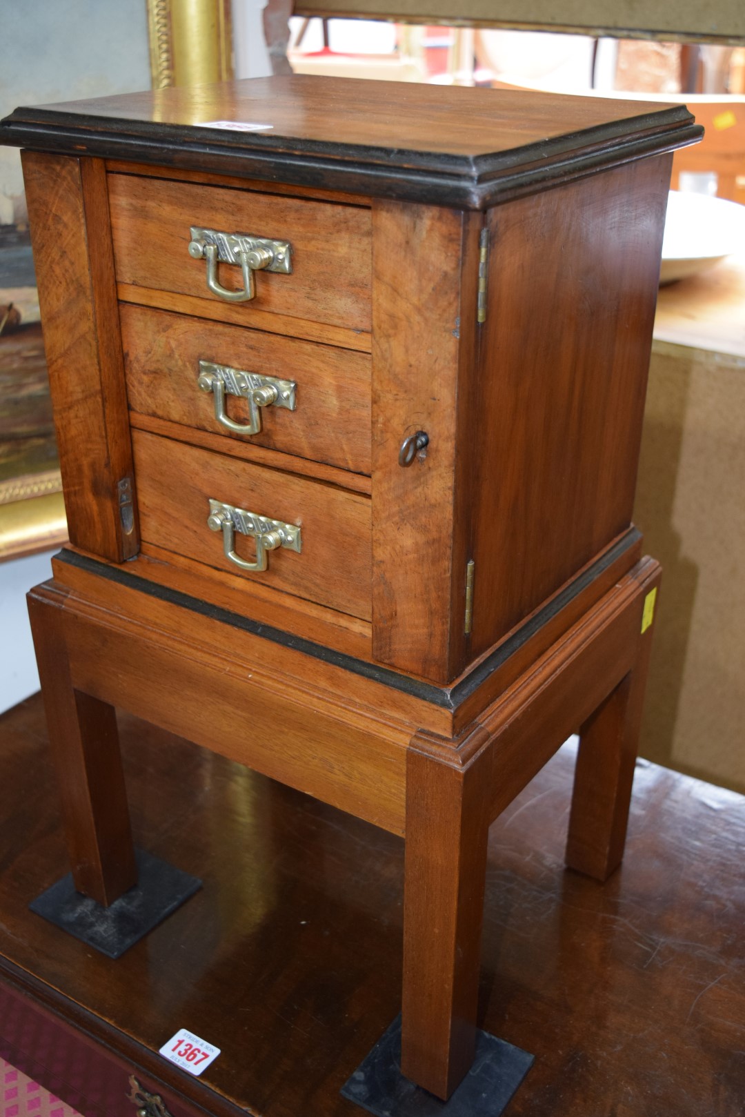 A Victorian walnut small three drawer Wellington type chest, 29cm wide, on later stand. - Image 5 of 16