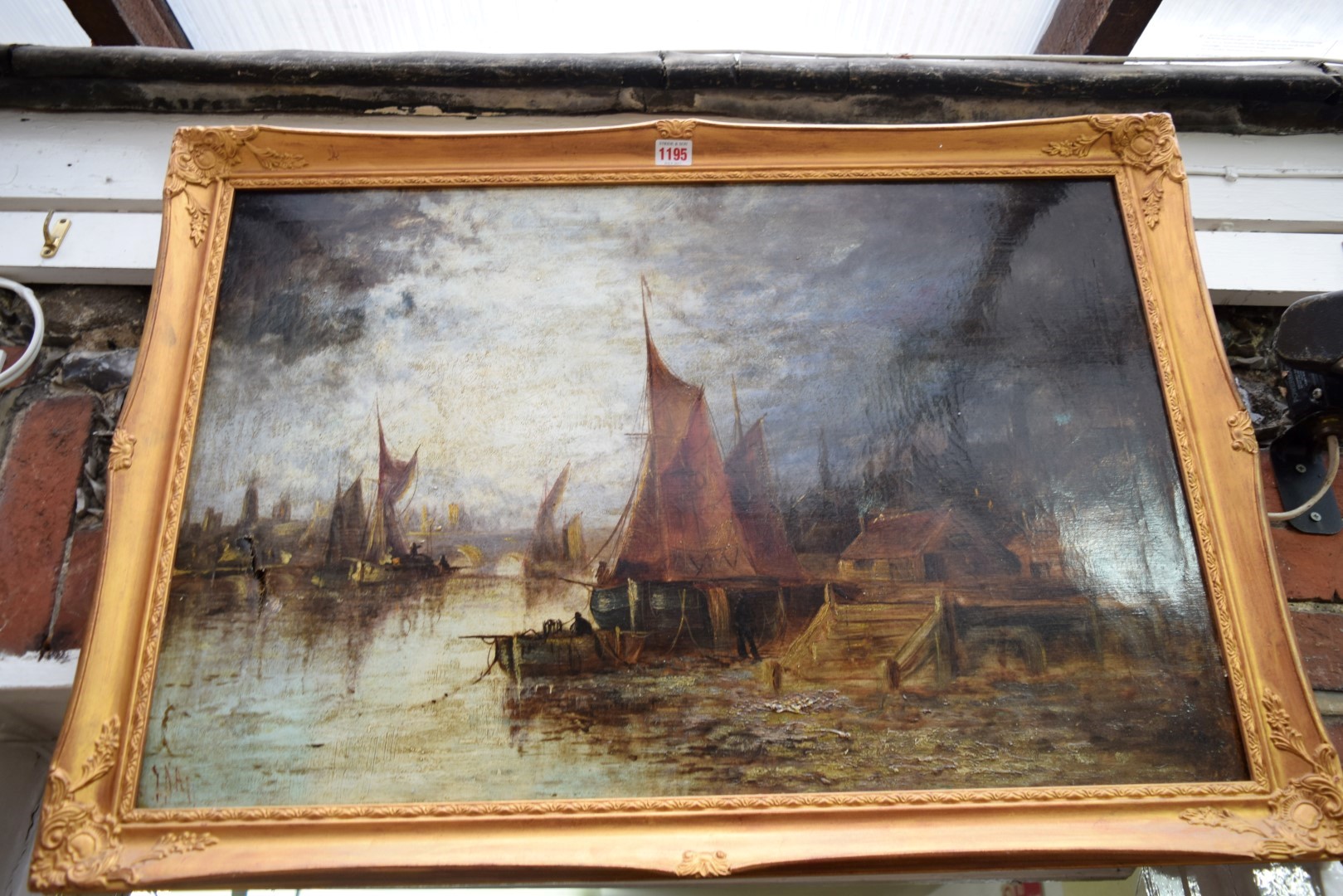 European school, a harbour scene, initialled, oil on canvas, 50 x 75cm. - Image 2 of 8