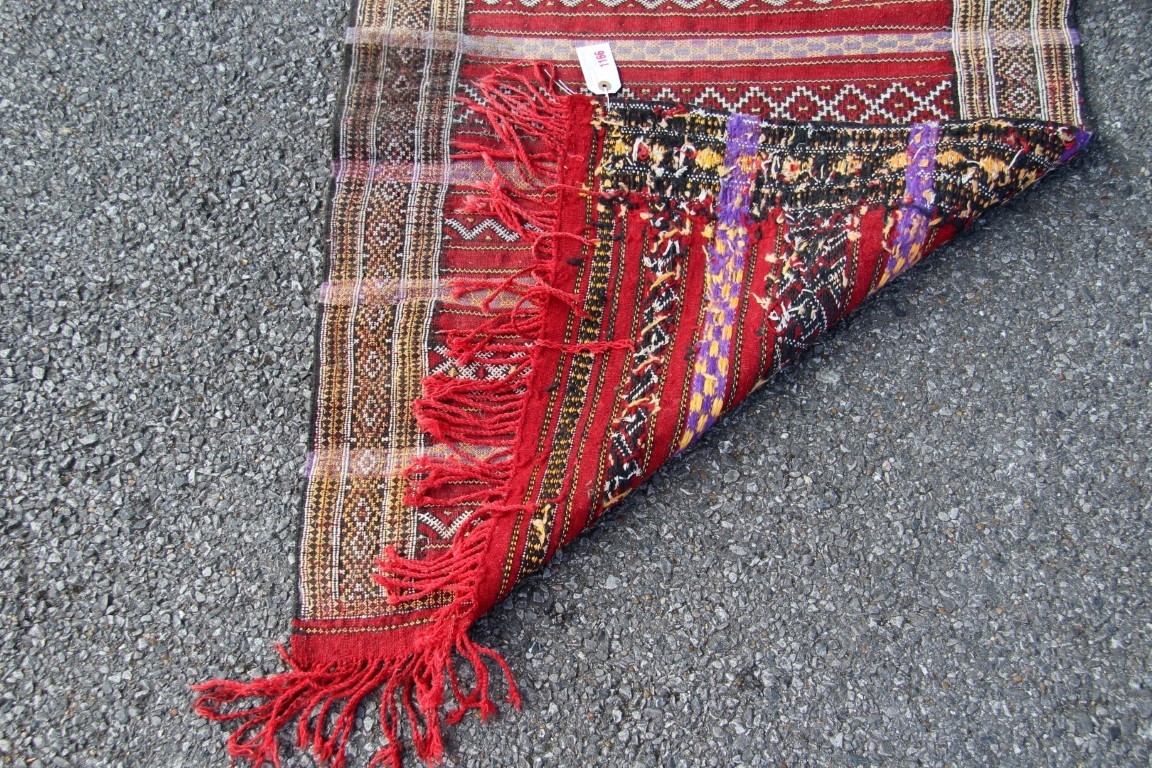 A Moroccan flatweave runner; together with a Baluchi flatweave tribal bag, 165 x 77cm. - Image 12 of 16