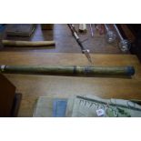 An antique Scottish brass telescope, by 'D McGregor & Co, Glasgow & Greenock', 123.5cm long.