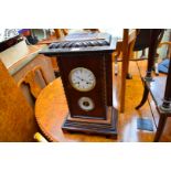 A mahogany combined clock & barometer, 54.5cm high.