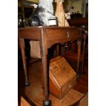 An 18th century oak single drawer side table, on turned legs with pad feet, 76cm wide.