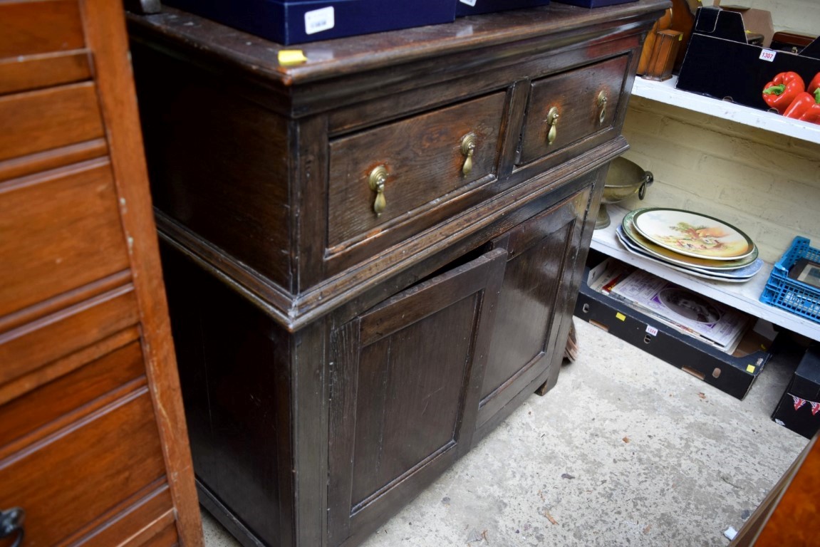 An old oak dresser and rack, 100cm wide. - Image 7 of 8